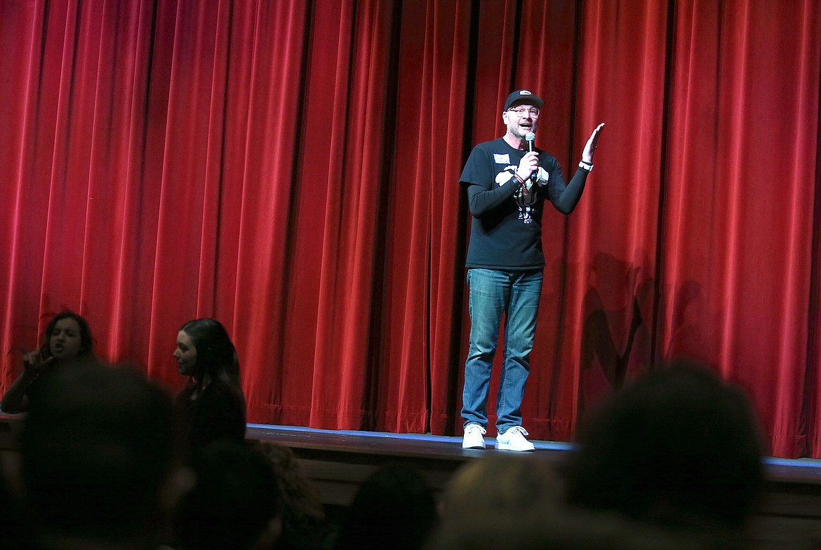 Ovation Company founder Stu Cabe speaks during the 37th annual Martin Luther King Jr. fifth grade program Thursday at Post Falls High School.