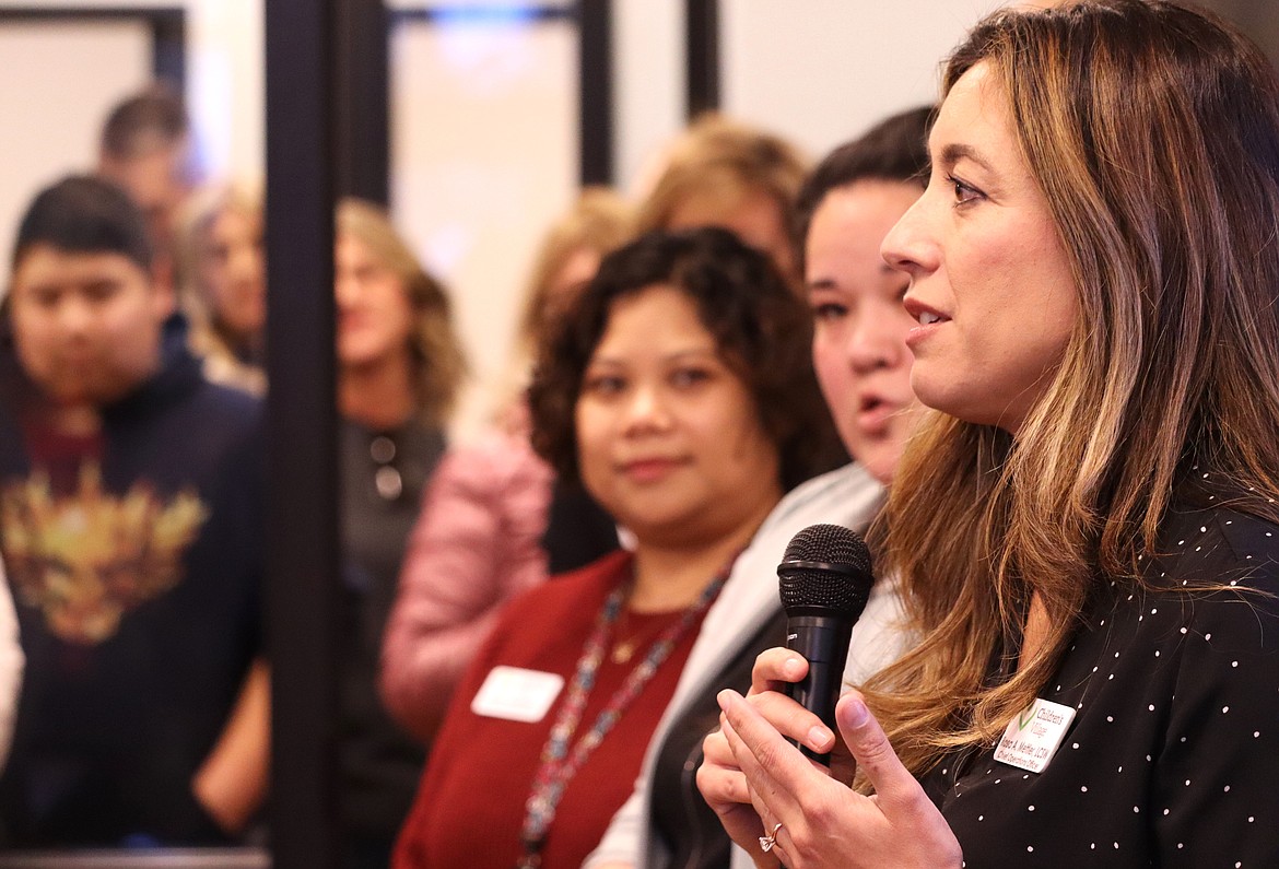 Rosa Mettler, chief operations officer for Children’s Village, speaks before the ribbon-cutting ceremony at its new Family Support Center on Thursday.