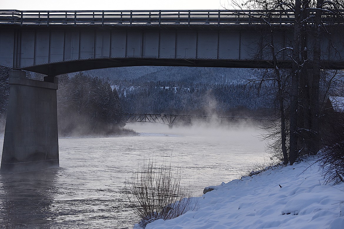 Steam rises off of the Kootenai River in Libby Friday morning. Temperatures were about minus-10 at 9 a.m. (Scott Shindledecker/The Western News)