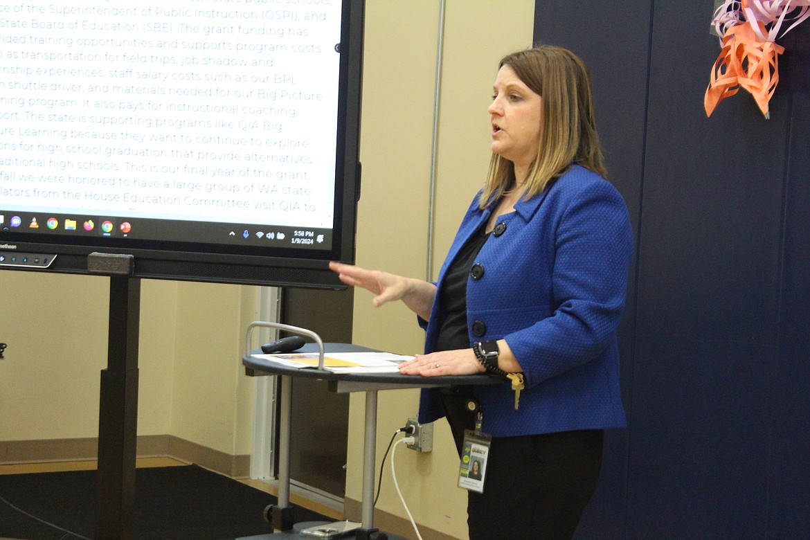 Quincy Innovation Academy Principal Colleen Frerks discusses the Big Picture Learning program with Quincy School Board members Jan. 9.