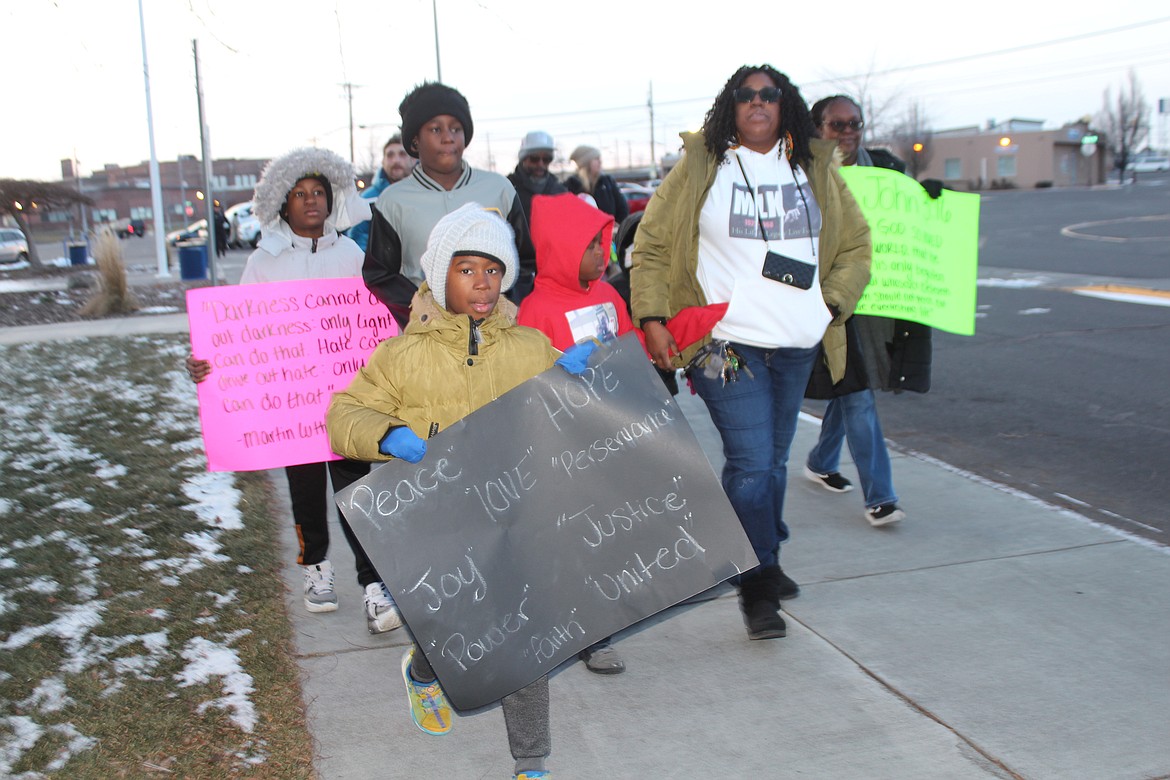 MOSES LAKE — Marchers braved a cold January day to walk in tribute to Dr. Martin Luther King Jr. Monday. The march was the prelude to the annual ceremony in tribute to Dr. King. The full story for the MLK event will be printed later this week.