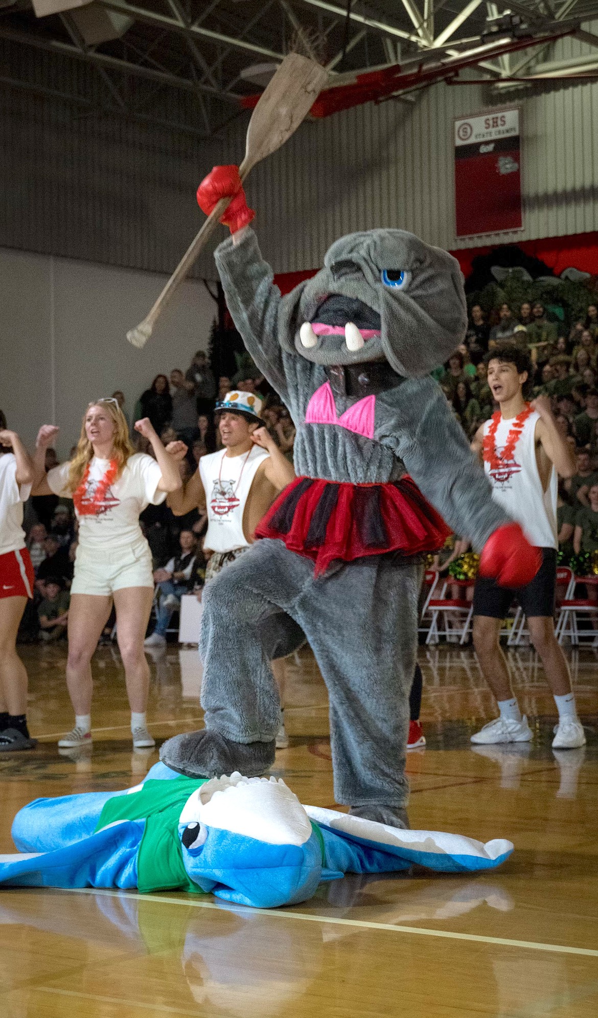 The Sandpoint High School mascot is pictured at the 2023 Battle for the Paddle. This year's spirit competition will be held Friday at Lakeland High School.