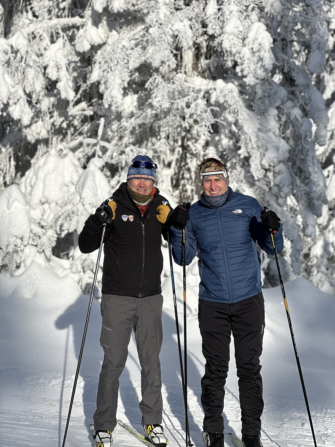 Dave Yadon, left, and Dr. Geoff Emry, toasty warm on a 1-degree day up at Mt. Spokane State Park.