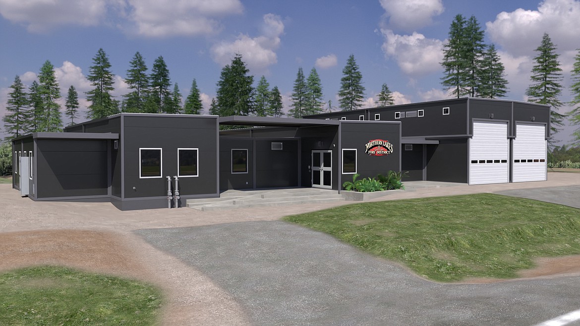 A rendering of the design for the new Northern Lakes Fire District station at Pope Road and Garwood in Hayden.