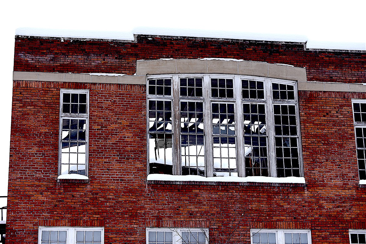 A large hole in the roof of the Libby Lofts property still exists where the weight of heavy snow collapsed it in February 2017. (Scott Shindledecker/The Western News)