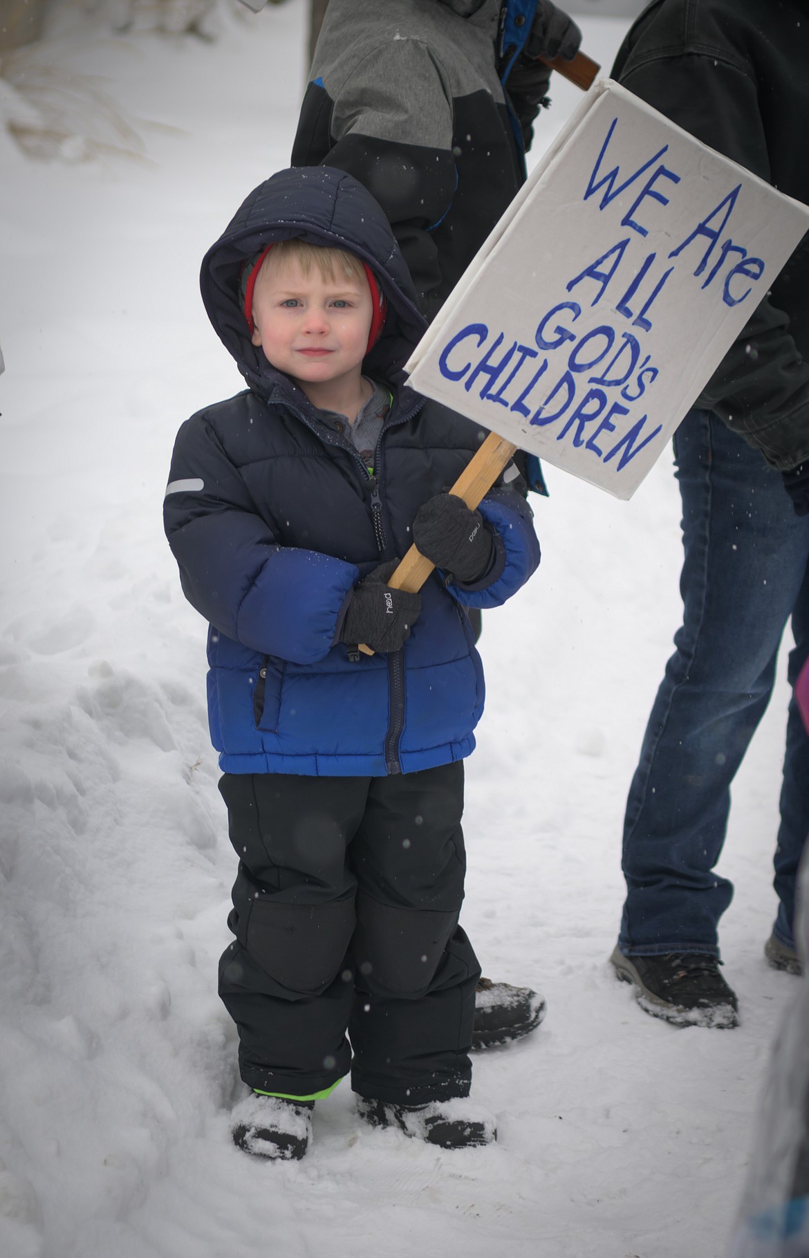 Abel McDonald, 4, takes part for the fourth time in the March for Life demonstration in Thompson Falls. (Tracy Scott/Valley Press)