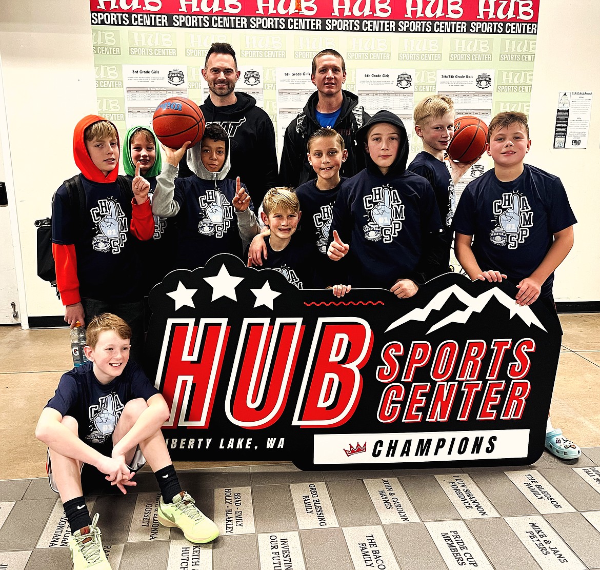 Courtesy photo
The North Idaho Heat boys won the fifth grade competitive championship at the Winter Freeze tournament last weekend at the HUB Sports Center in Liberty Lake. In the front is Camden Glindeman; second row from left, Kellan Larson, Mac Roberts, Aure Brennan, Austin Perkins, Jax Baldwin, Dallas Hays, Rhett Gama and Ashton Elwell; and back row from left, coaches Jordan Gama and Zach Perkins.