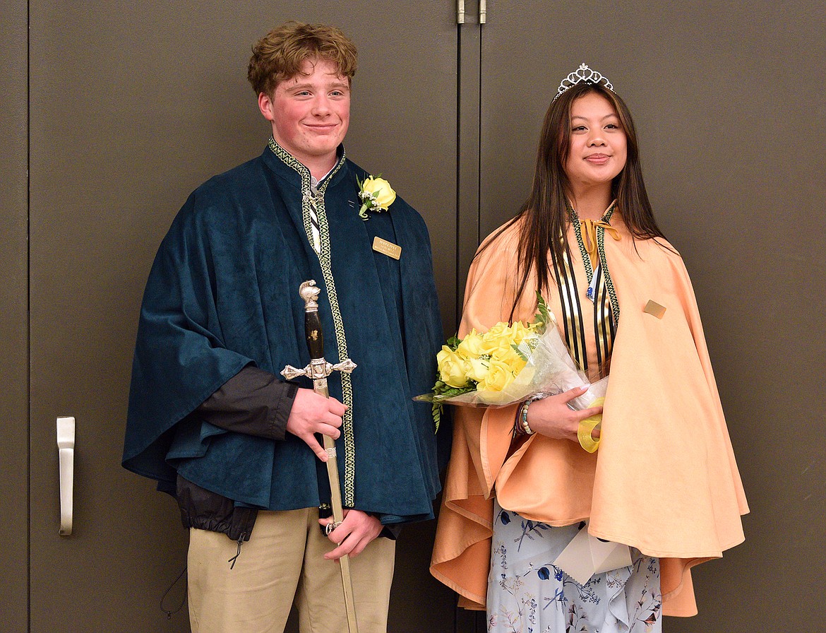 WHS students David Walz and Kaitleen To were crowned Prince Frey and Princess Freya, respectively, of the Whitefish Winter Carnival Royal Court at the Whitefish High School basketball games on Friday. (Whitney England/Whitefish Pilot)