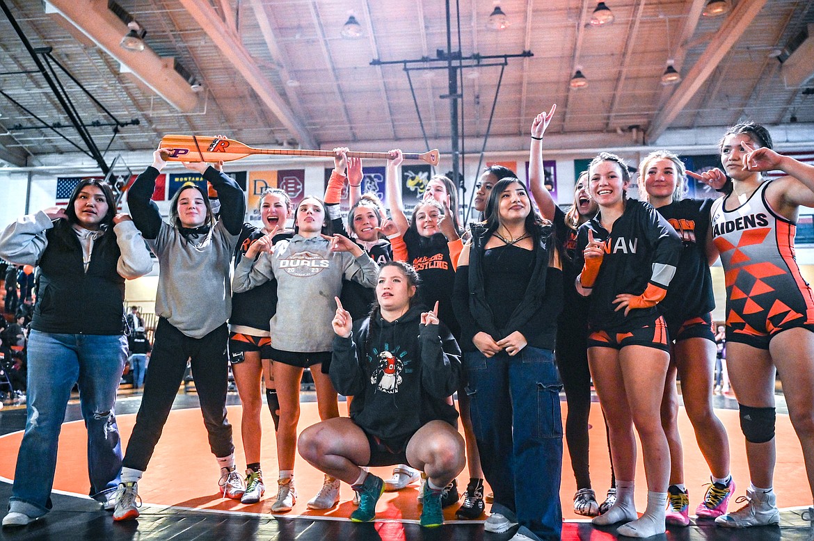 Ronan's wrestling squad celebrated two triumphs last week – winning the dual contest last Tuesday against Polson (and reclaiming the traveling trophy paddle) and winning the Butte Central Girls Invitational Jan. 19-20. (Christa Umphrey photo)