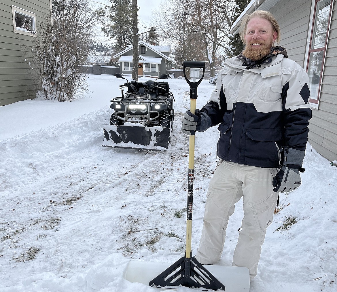 Good Samaritan Chester Ricciardi plowed driveways around Polson (including the editor's) last week free of charge. "It's fun," he said. (Kristi Niemeyer/Leader)