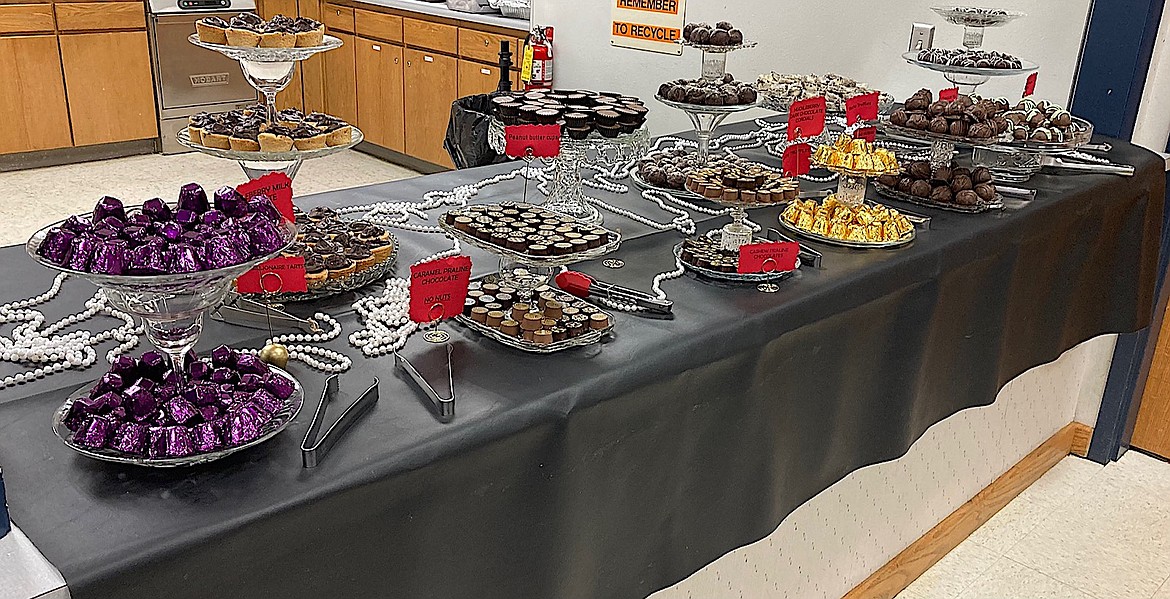 A variety of chocolates were the stars of the Cabinet Peaks Medical Center Auxiliary fundraiser on Jan. 19. (Photo courtesy Christi Ellwood)