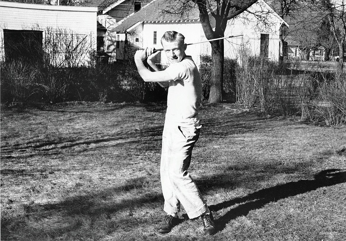 Duane Hagadone, shown as a young man practicing his swing, enjoyed golfing. And that passion was at play when he built his renowned golf course.