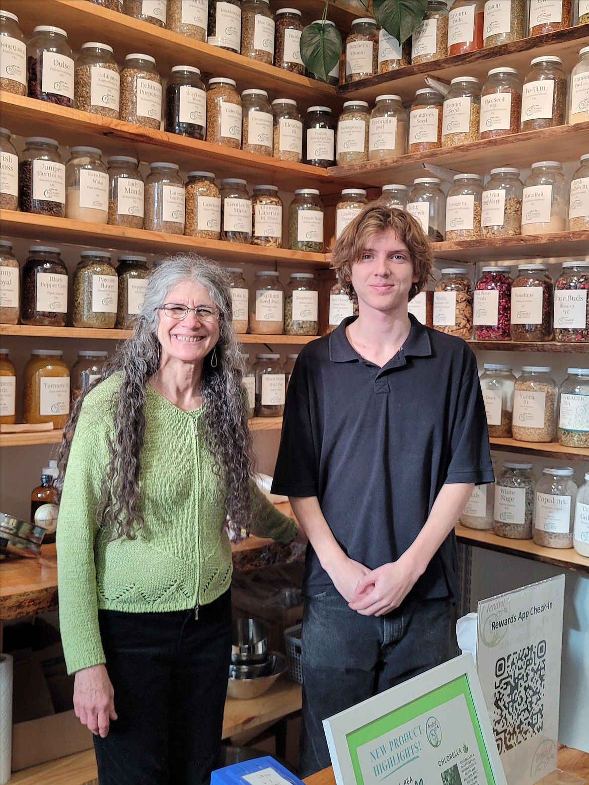 CFHS student Blue Argue with his mentor at Tendril Apothecary.