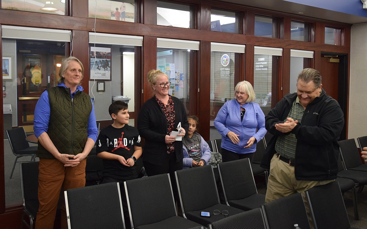 Othello-based Certified Registered Nurse Anesthetists stand in the audience of Monday’s regular Othello City Council meeting after Mayor Shawn Logan declared this week CRNA Week.