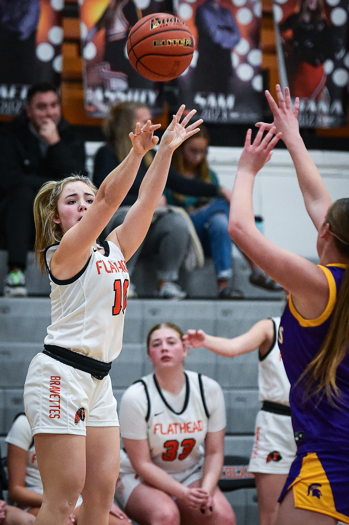 Flathead's Quin Tennison (10) looks to shoot in the second half against Missoula Sentinel at Flathead High School on Thursday, Jan. 25. (Casey Kreider/Daily Inter Lake)