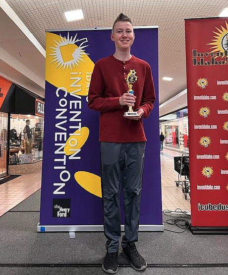 Lucas Schultz of the Coeur d'Alene School District won best of category for seventh and eighth grades for his invention, "Virtual Music Teacher," during the Invent Idaho North Idaho Regional competition awards ceremony Sunday at the Silver Lake Mall. Nearly 160 students participated in the three-day competition.
