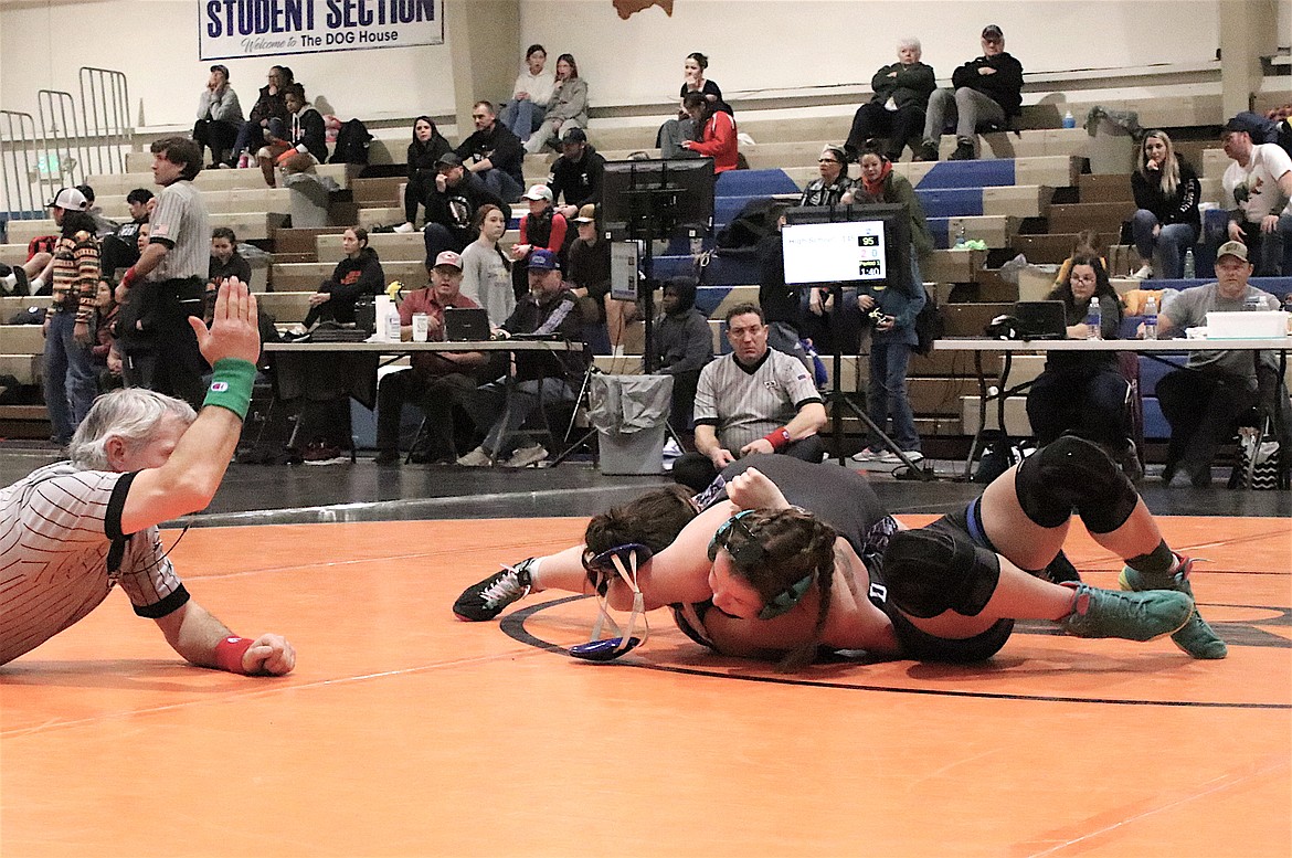 Charlo's Aubrey Sharbono claimed first place in the 145-pound bracket at Saturday's Mission Mountain Classic. (Michelle Sharbono photo)