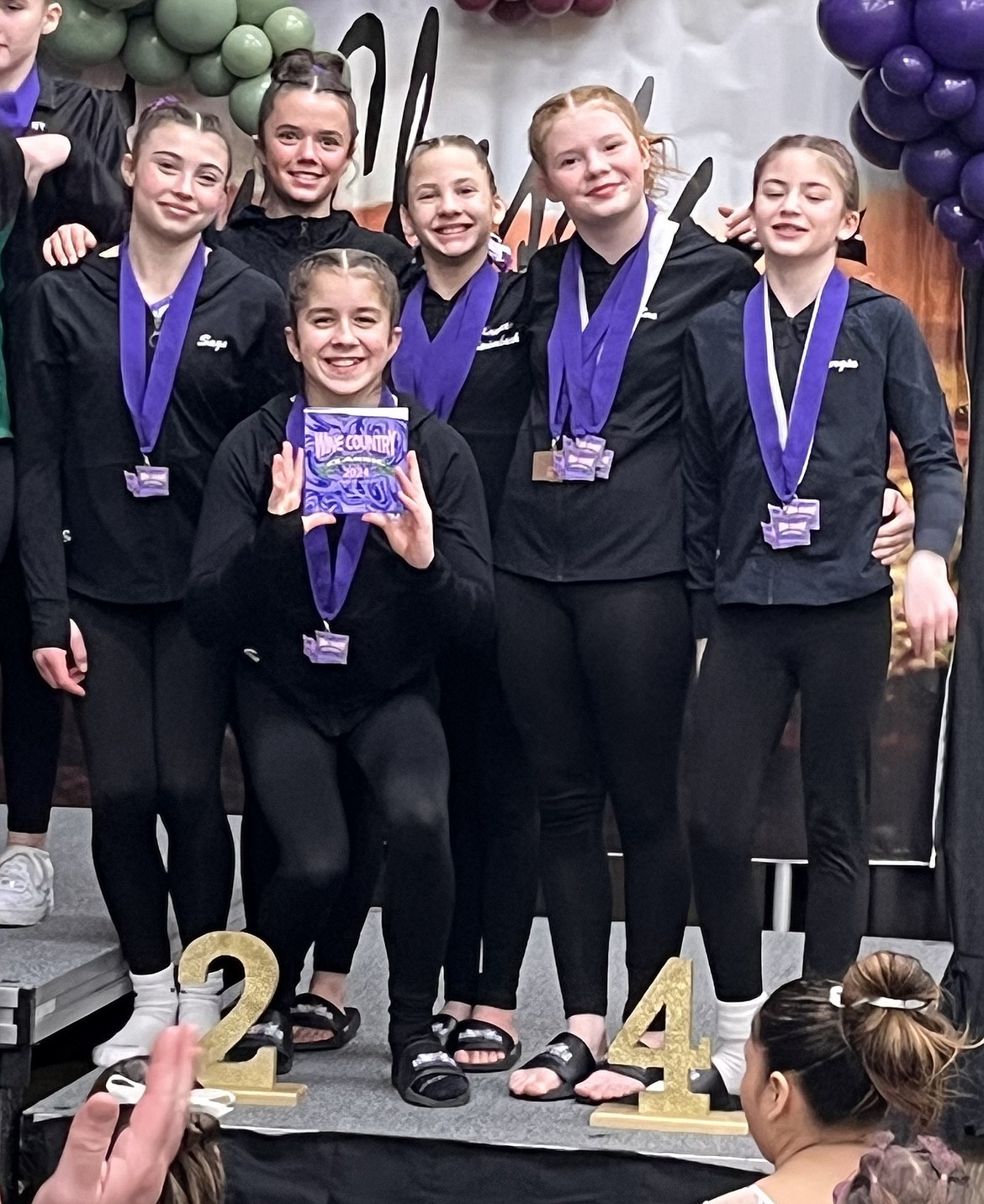 Courtesy photo
Avant Coeur Gymnastics Level 8 girls take 2nd Place Team at the Wine Country Classic in Kennewick, Wash. In the front is Lexie Gersdorf; and back row from left, Sage Kermelis, Kate Mauch, Kaylee Strimback, Eva Martin and Georgia Carr.