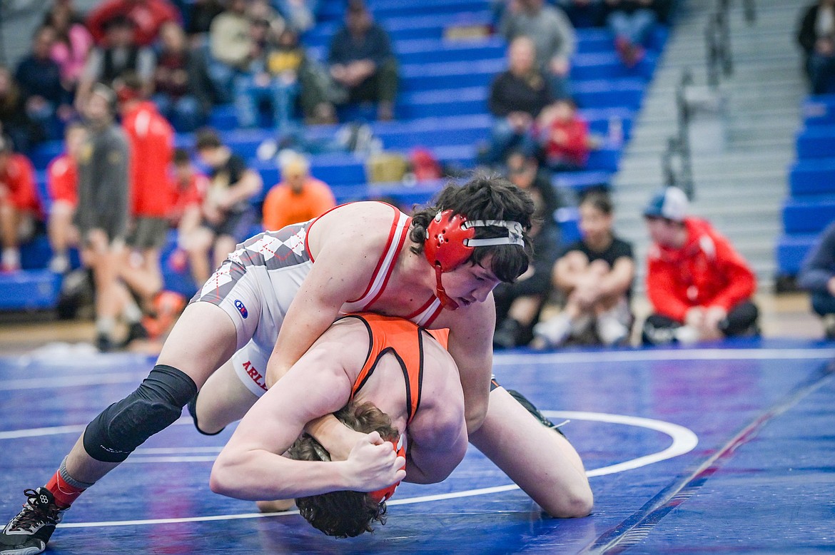 Arlee's Grady O'Connor placed sixth at 152 pounds during Saturday's wrestling matches in St. Ignatius. (Christa Umphrey photo)