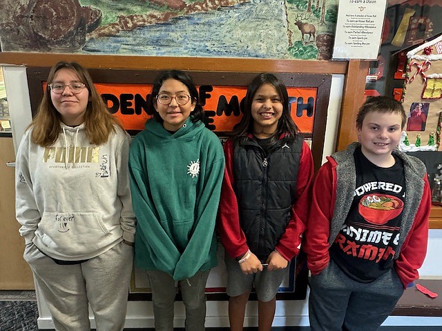 Dixon School students Aly Bigcrane, Madison Vanderburg, Sonny Matt and Sid Boyd will compete in the Sanders County bee on Friday in Thompson Falls.