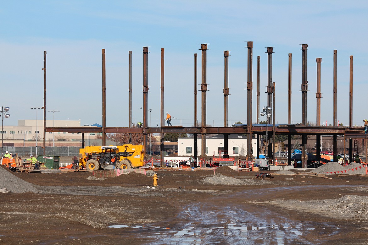 Steel framing is going up at the new Samaritan Hospital on Yonezawa Boulevard. The total construction cost is estimated at a bit under $144 million.