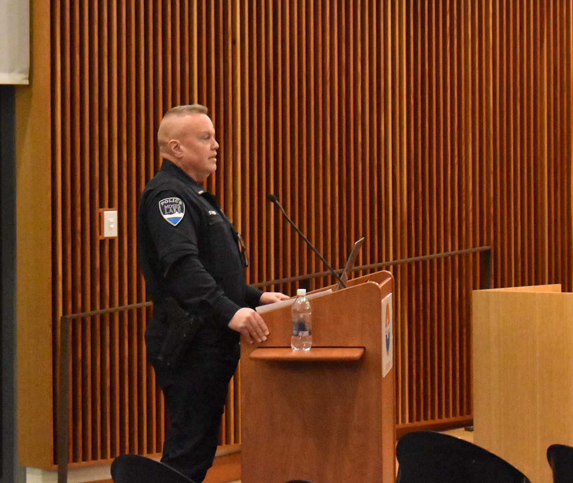 Moses Lake Police Chief Dave Sands addresses the Moses Lake City Council on violent crime Jan. 23.