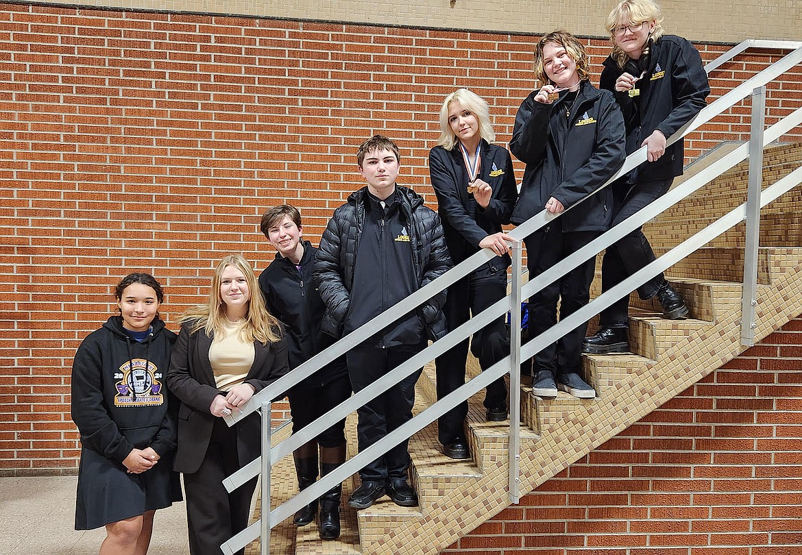 The Libby Loggers speech and debate team competed in the Montana Class A tournament last weekend in Columbia Falls. They were led by state champion Max Grosch and Cash Vaughn and Baylie Ames, who each placed fourth. The team also includes Jasper Bowers, Daphne Johnson, Addison Skranak, Bella Meyer, Layla Dagel, Julianna Shumate, Madison Brush and Teague Thompson. (Courtesy photo)
