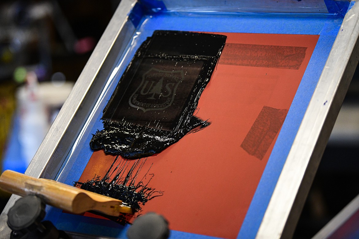 A screen-printed logo for the Forest Service at Cajun Design in Kalispell on Tuesday, Jan. 30. (Casey Kreider/Daily Inter Lake)