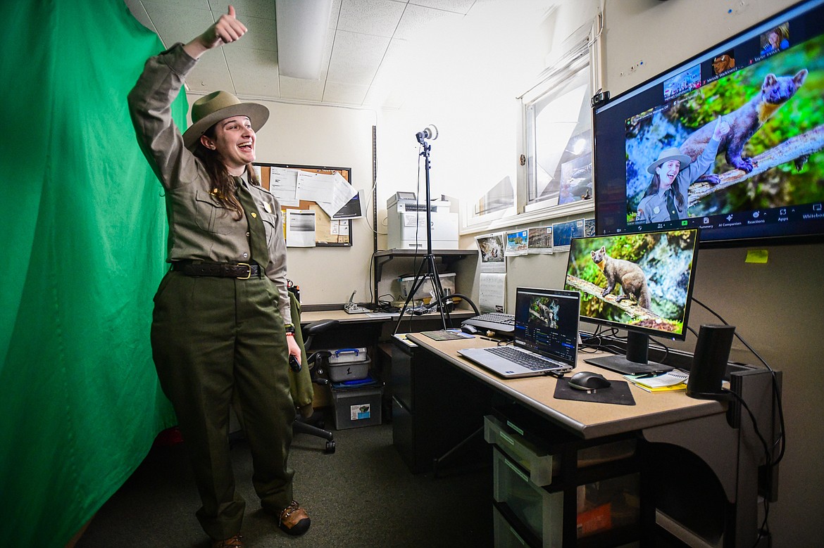Glacier National Park ranger Lindsay Brandt leads a virtual field trip via Zoom at the Apgar Education Center on Tuesday, Jan. 30. (Casey Kreider/Daily Inter Lake)