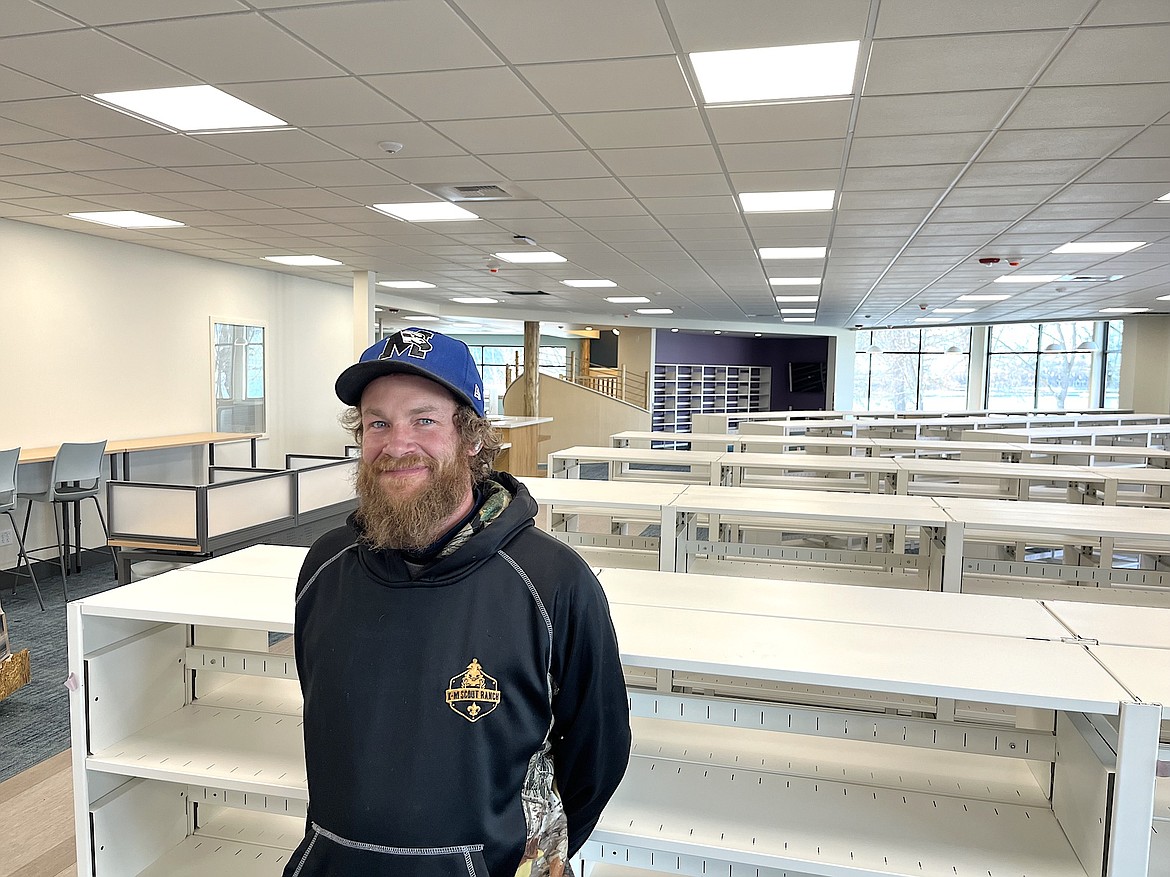 Martel Construction superintendent Kenny Welch said his favorite part of remodeling Polson's library was constructing the pirate ship – the centerpiece of the new children's section. But the whole project, he said, "was lots of fun." (Kristi Niemeyer/Leader)