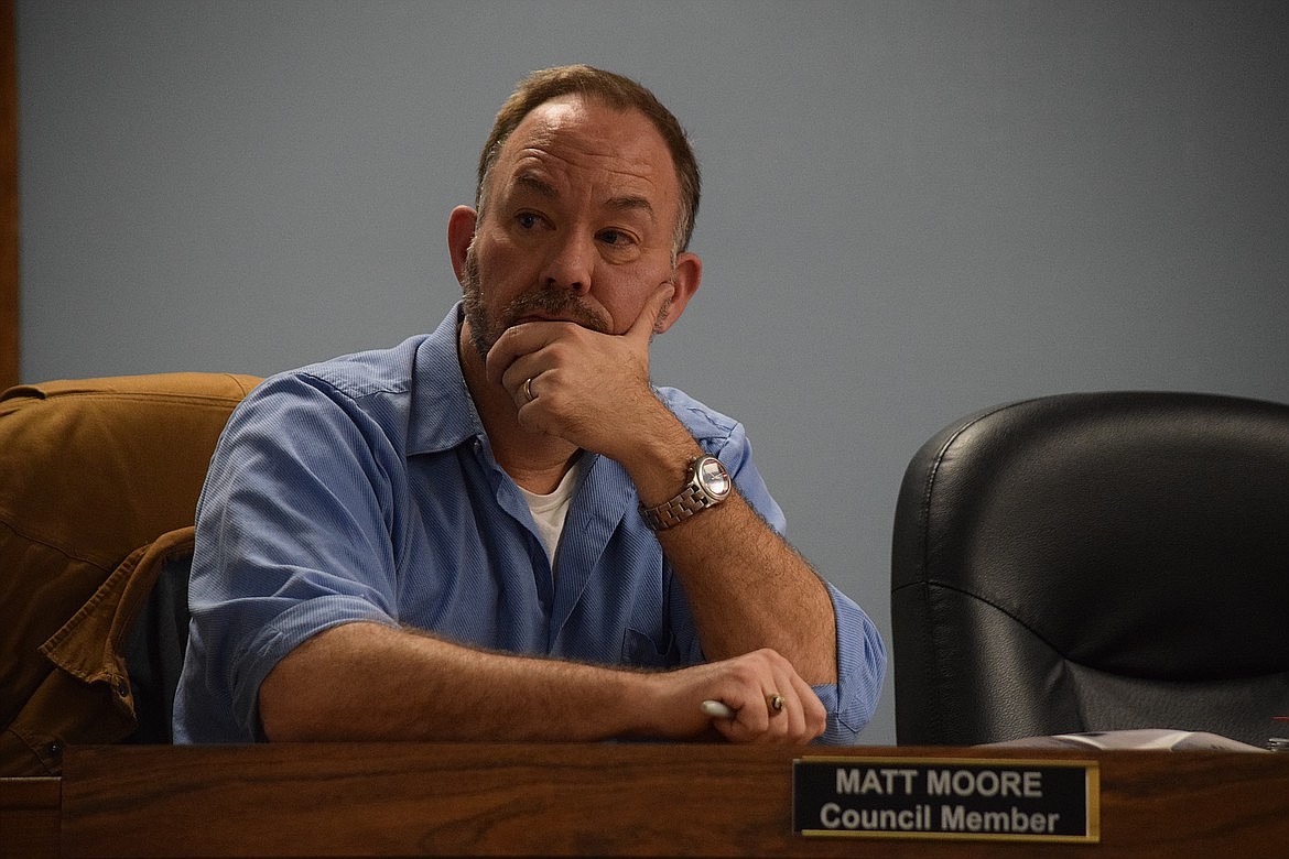 Ephrata Mayor Pro Tem Matt Moore listens to a presentation during a 2023 Ephrata City Council meeting. Moore said there are challenges with the city's growth and development and he wants things streamlined to ensure Ephrata is in a position to grab the opportunities that may come its way.