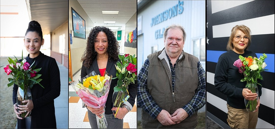 Greater Othello Chamber of Commerce 2023 award winners from left to right; Jannette Zuniga, K-5 Teacher of the Year, Regina Holmes-Zamora, 6-12 Teacher of the Year, Ken Johnson, Citizen of the Year and Maria Montalvo, Civil Servant of the Year.