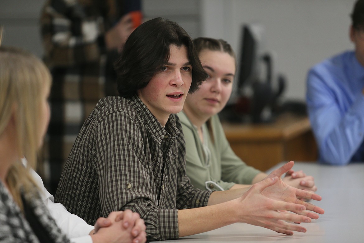 Lakeland senior Jack Law shares his thoughts Thursday morning during a discussion with Gov. Brad Little in Post Falls.