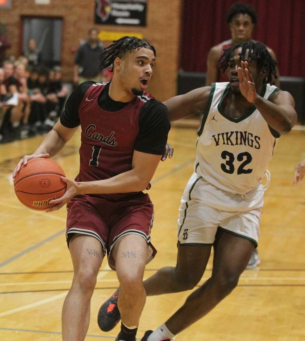 JASON ELLIOTT/Press
North Idaho College sophomore guard Austin Johnson dribbles to the basket during the Cardinals' game against Big Bend on Dec. 28 at Rolly Williams Court. Johnson, a transfer from Southern Idaho, faces his former team for the first time in Scenic West Conference play on Saturday at 3 p.m. in Coeur d'Alene.