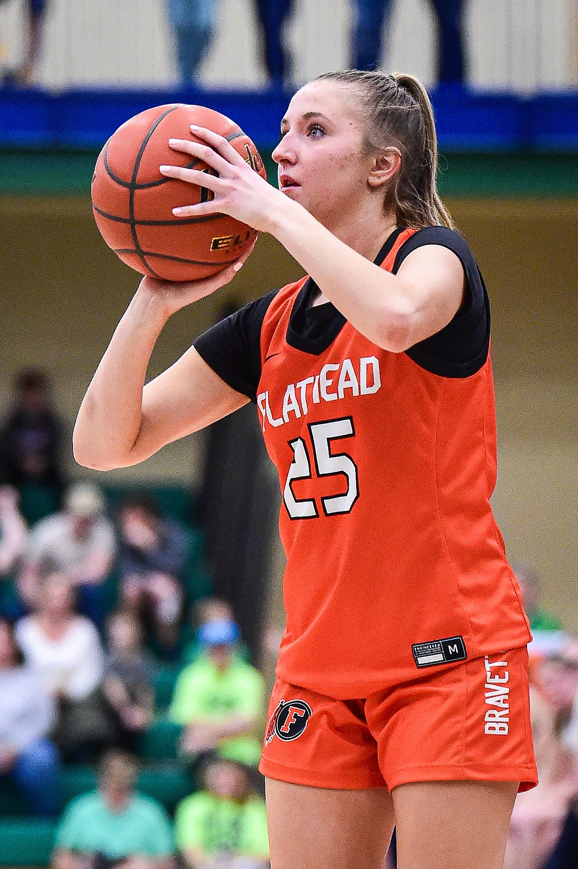 Flathead's Chloe Converse (25) looks to shoot in the second half against Glacier at Glacier High School on Thursday, Feb. 1. (Casey Kreider/Daily Inter Lake)
