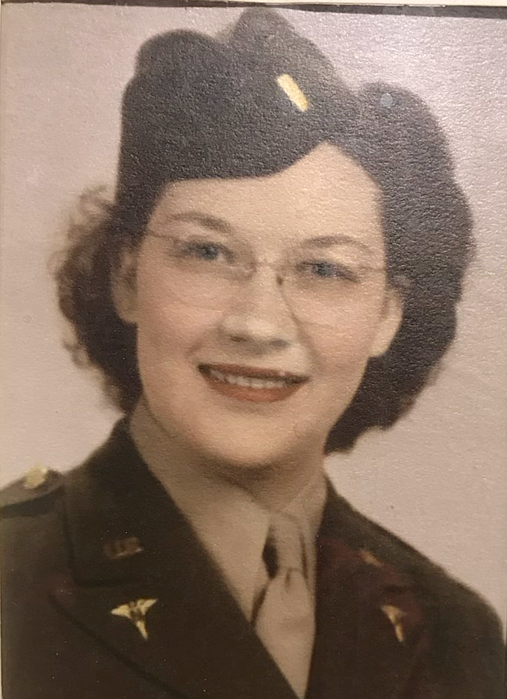 Alice Flesher served in the Army Nurse Corps in 1945 during World War II. This photo was taken during her tour of duty.