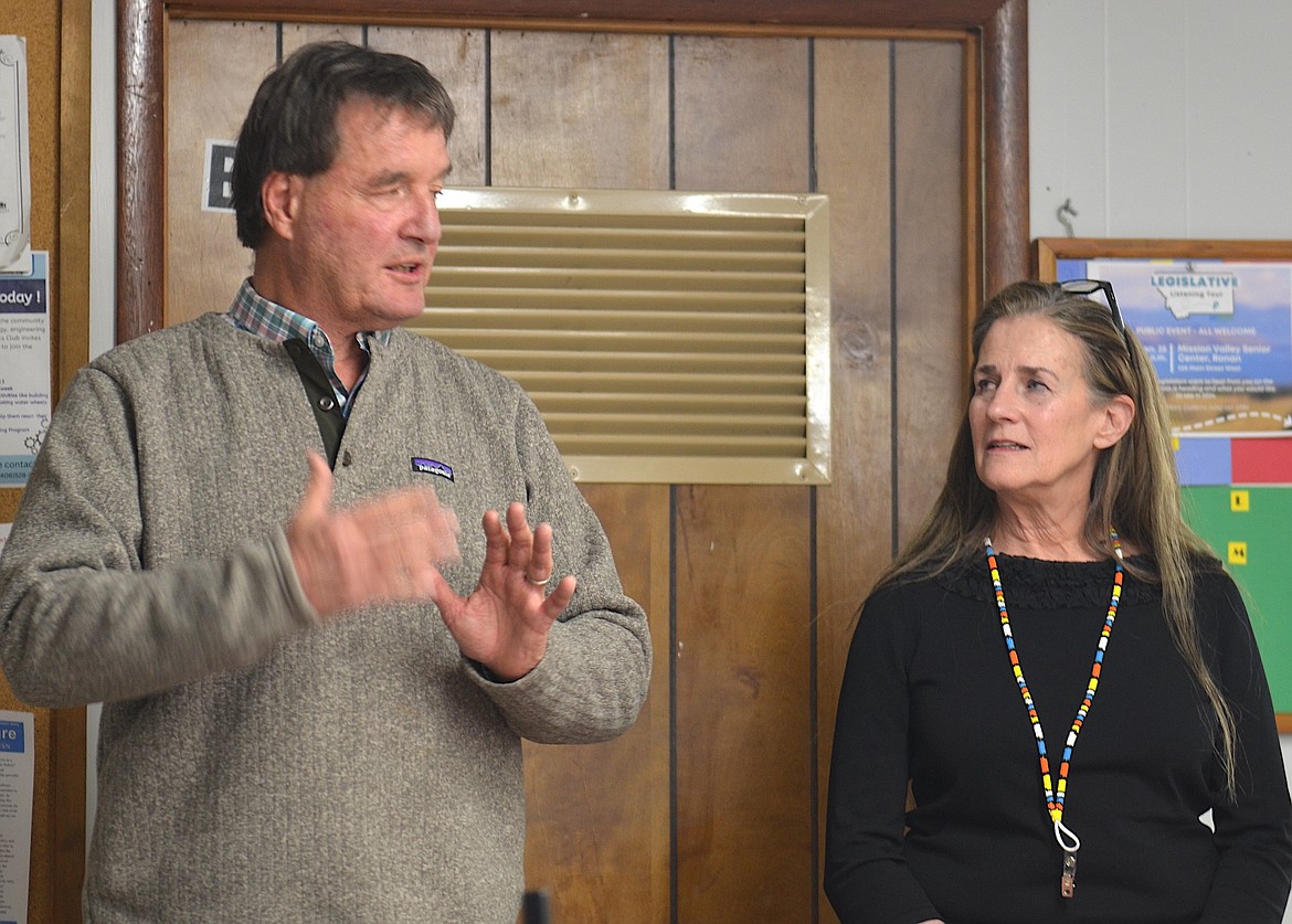 State Representatives Tom France and Mary Caferro were on hand for the Democratic Party's listening tour, which stopped in Ronan and Arlee recently. (Kristi Niemeyer/Leader)