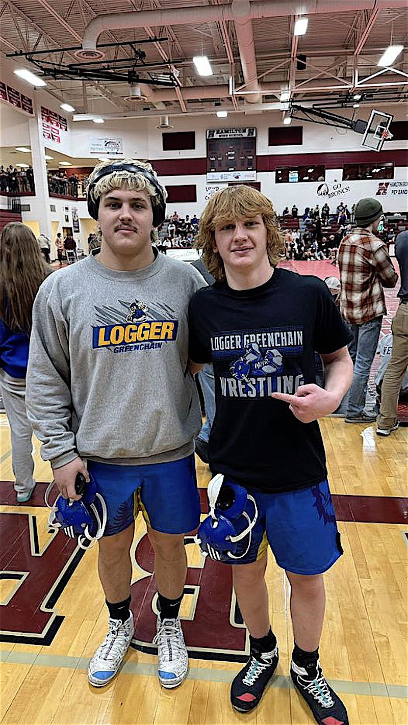 Jace DeShazer and younger brother, Tristen, are among a dozen Libby Logger Greenchain wrestlers headed to the Class A State Wrestling Championships this weekend in Billings. (Courtesy photo)