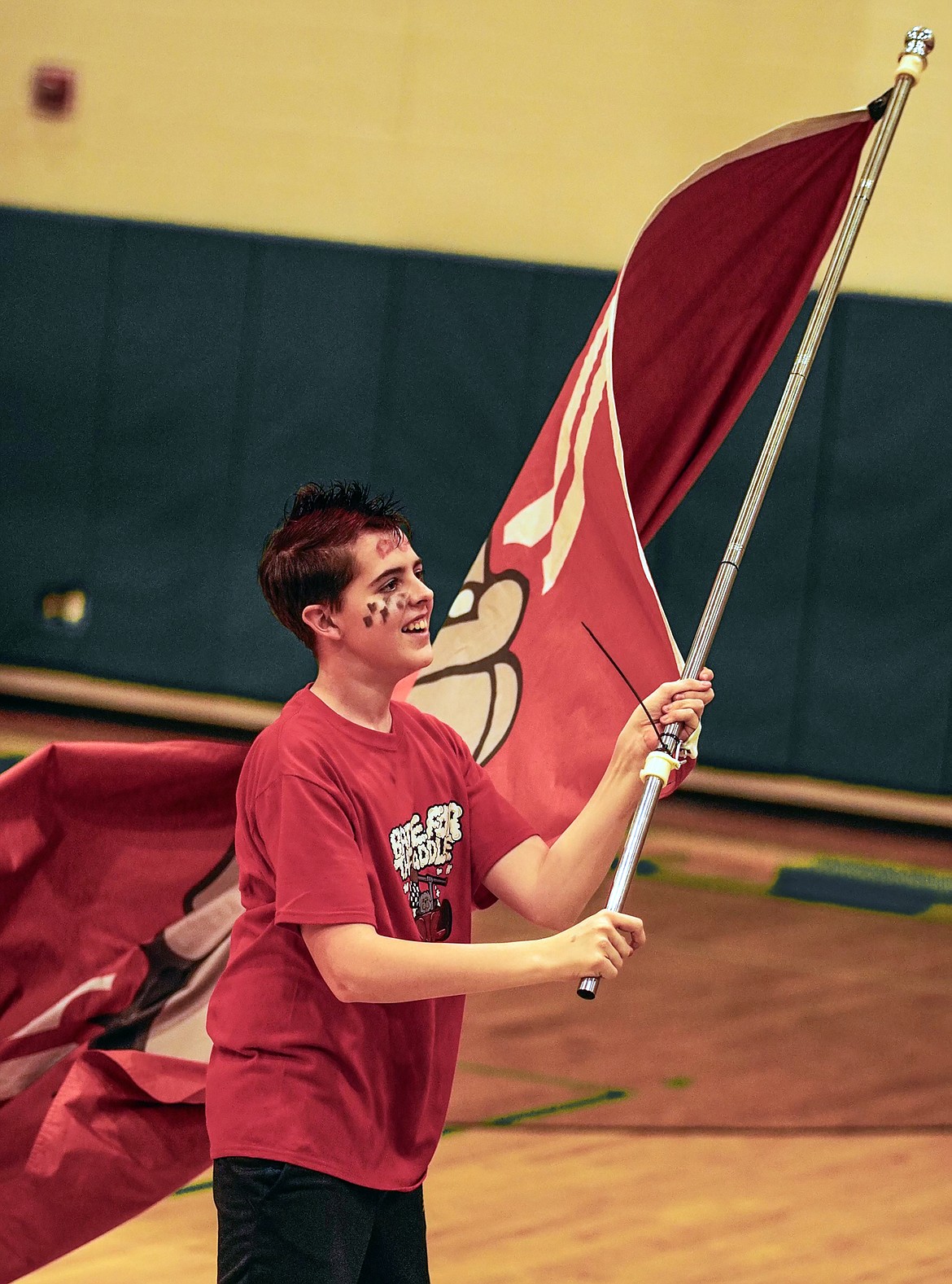 Sandpoint High School sophomore class president Trevor Richardson cheers on the Bulldogs at the recent Battle for the Paddle against Lakeland.