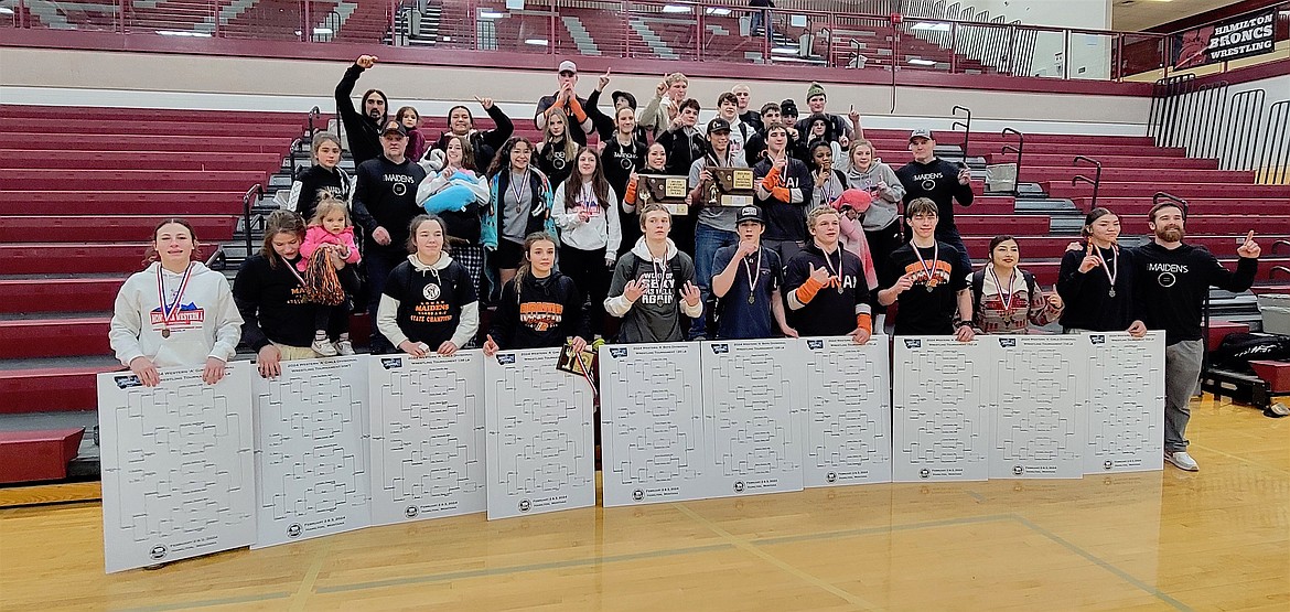 Ronan wrestlers claimed boys' and girls' championships at the Western A Divisionals in Hamilton last weekend and are sending a large contingent to the State Tournament at MetraPark in Billings. (Courtesy photo)