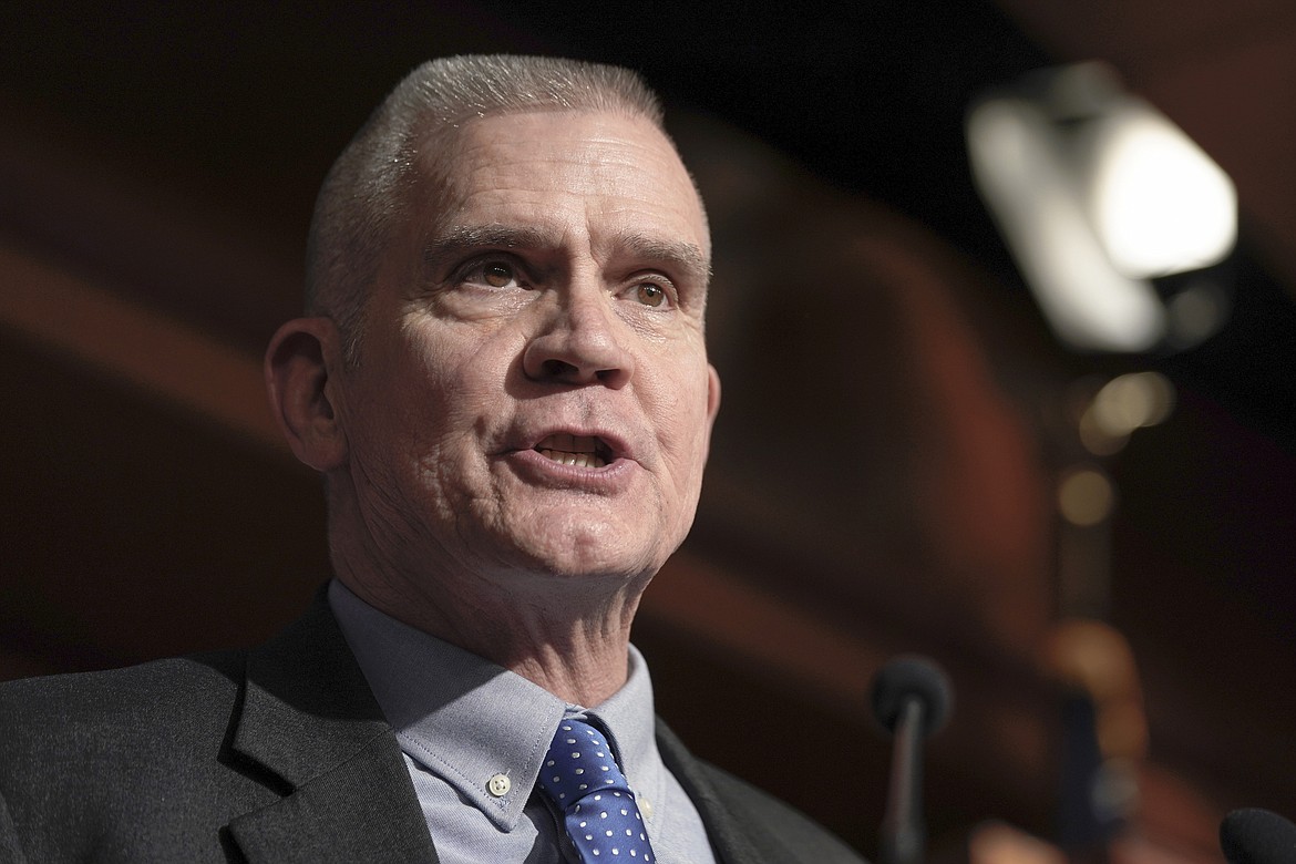 Rep. Matt Rosendale, R-Mont., speaks during a news conference on Capitol Hill, Jan. 10, 2024, in Washington. Rosendale plans to run for U.S. Senate, upending a race in which many national GOP leaders already coalesced around a different candidate as they seek to unseat three-term Democrat U.S. Sen. Jon Tester. Rosendale’s intentions were disclosed Wednesday, Feb. 7, by two people close to the congressman, who spoke on condition of anonymity because they were not authorized to publicly release details of the announcement. (AP Photo/Mariam Zuhaib, File)