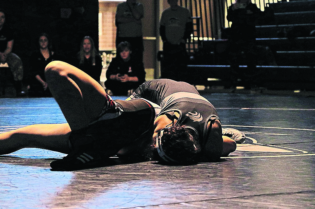 Courtesy photo 
Senior Madi Cook, right, of Lake City, wrestles an exhibition match on senior night against Sandpoint on Wednesday.