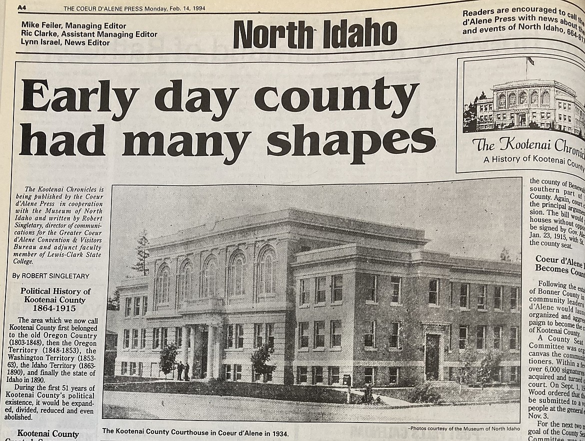 The first Kootenai Chronicles was published in The Press on Valentine’s Day 1994.