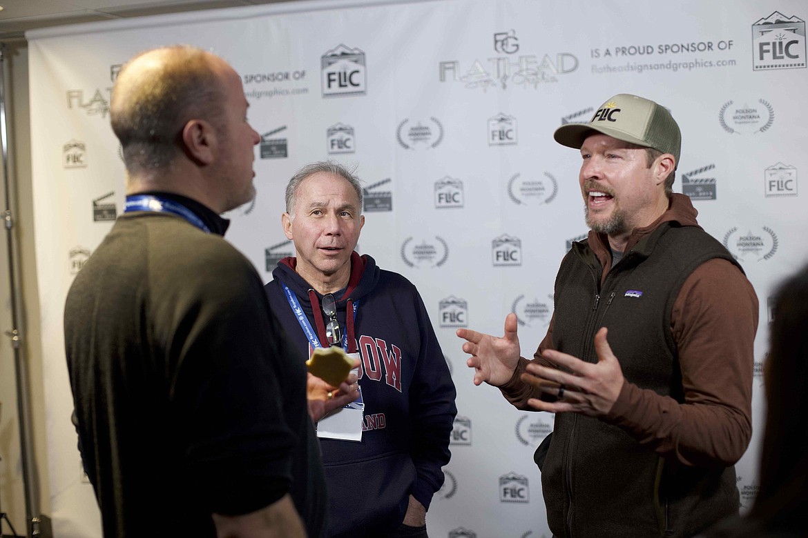 Oregon-based filmmaker and regular FLIC entrant and participant  Ray Nomoto Robison chats with festival goers. This year, his short film "Will & Tess" will be screened Saturday, Feb.17 at Showboat Stadium 6 in Polson. (Photo by Alex Kowalchik)