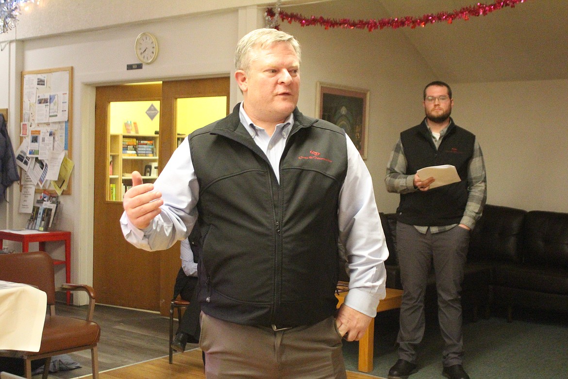 Michael Woodkey, engineer with Gray and Osborne, explains upcoming street projects to the Soap Lake City Council Wednesday.