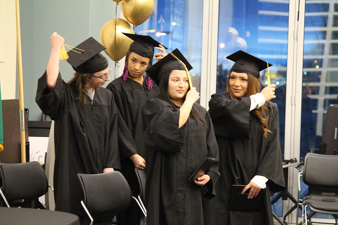 The Open Doors winter 2024 class turns the tassel to signify they’ve got that diploma.