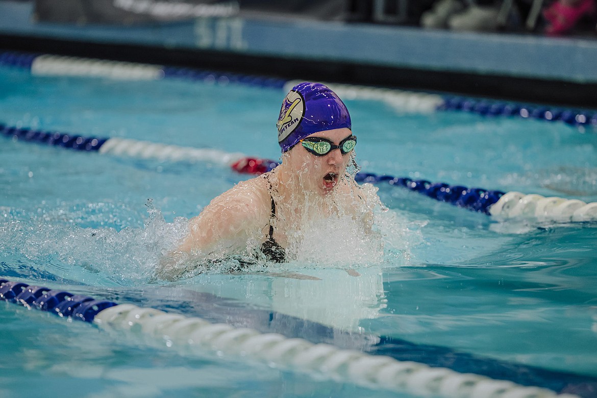 Polson's Anastasia Hertz claimed second place in the 100-yard breast stroke at the state swim meet, held last weekend in Great Falls. (Photo by Matt Ehnes, jaredsdetours.com/havasupai-waterfalls/)