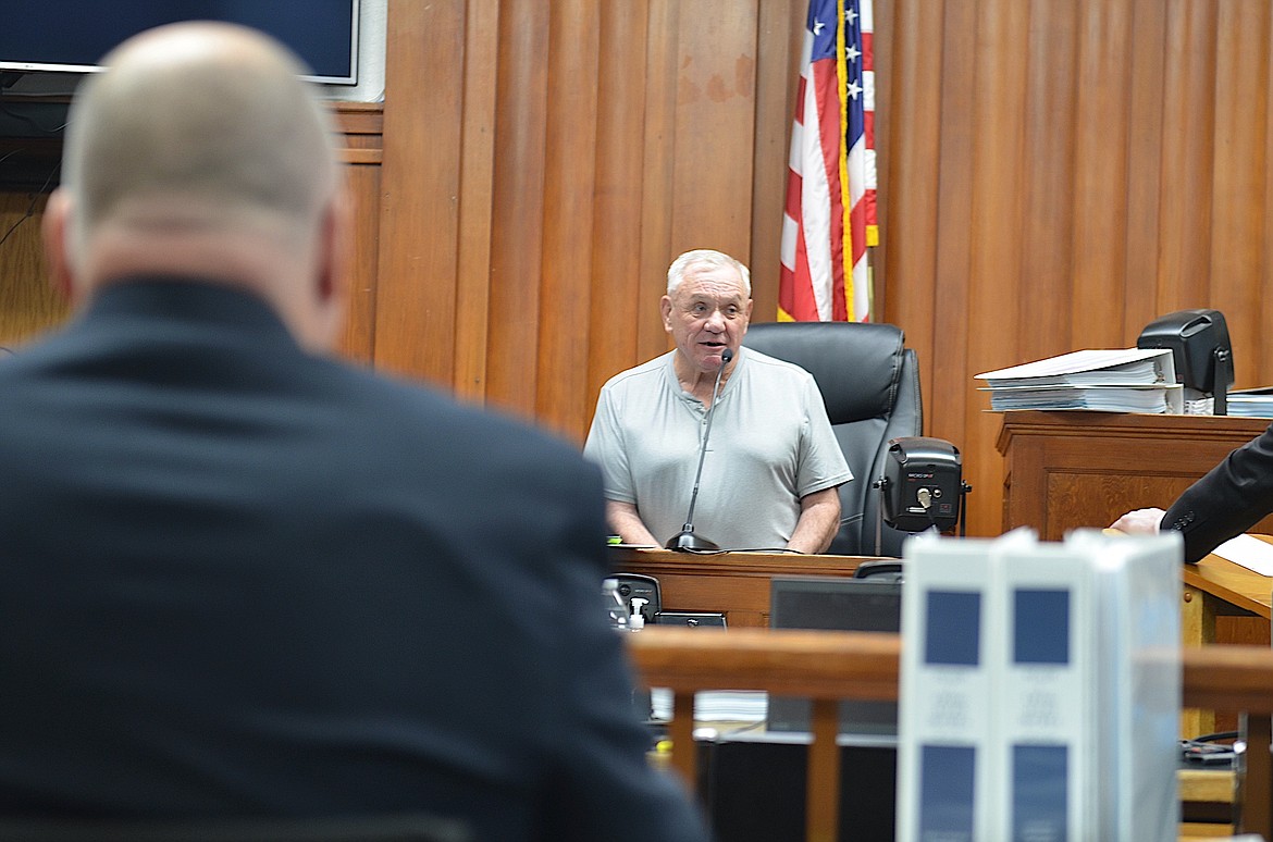 Former Lake County Deputy Dan Yonkin looks on as Bob McCrea testifies during last week's jury trial of his son, Craig McCrea, on four counts of arson. Yonkin's investigation was key to McCrea's conviction on two of the four charges. (Kristi Niemeyer/Leader)