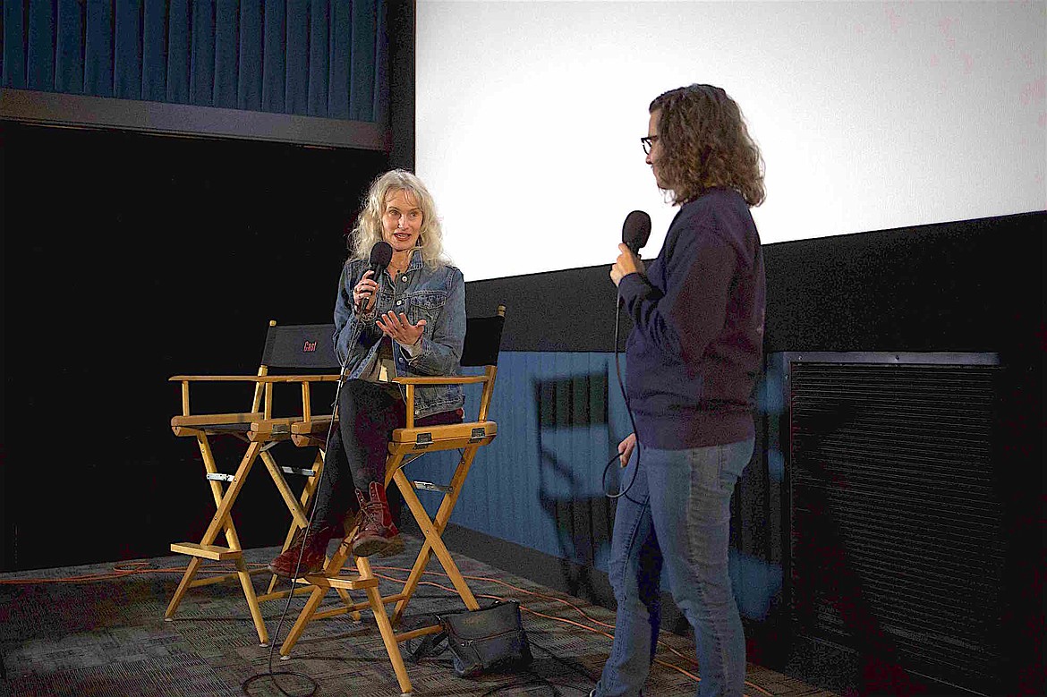Mary Riitano fields questions from FLIC Producer Jessica King at FLIC 2023, where Riitano's film "Swing" screened. (Photo by Alex Kowalchik, Vladi Media)