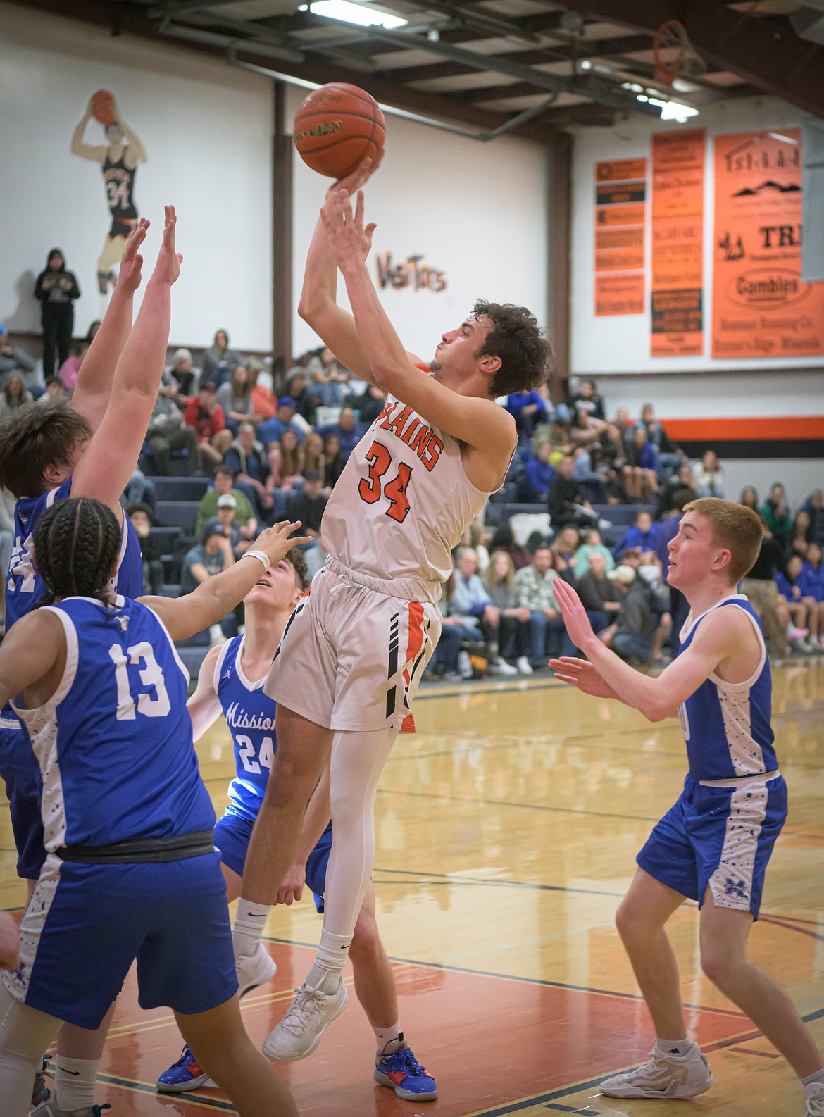 Plains senior forward Anaya Loberg goes up for two against St. Ignatius in their game Saturday night in Plains.  (Tracy Scott photo)